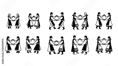 Folk Circle Dance Step Icon Vector Illustration | Traditional Group Dance Movement Symbol | Cultural Rhythm Graphic