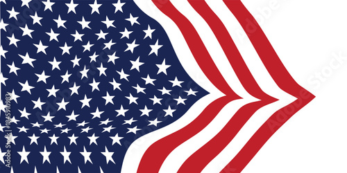 American flag waving in the wind on a transparent background. Banner for Independence Day 4th of July, Memorial, Veterans Day, freedom and democracy celebration.