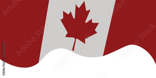 Canadian flag waving in wind. Waving Canadian national flag with red maple leaf symbol on white background. Patriotic concept. Design for banner, poster and postcard. Vector illustration. EPS10