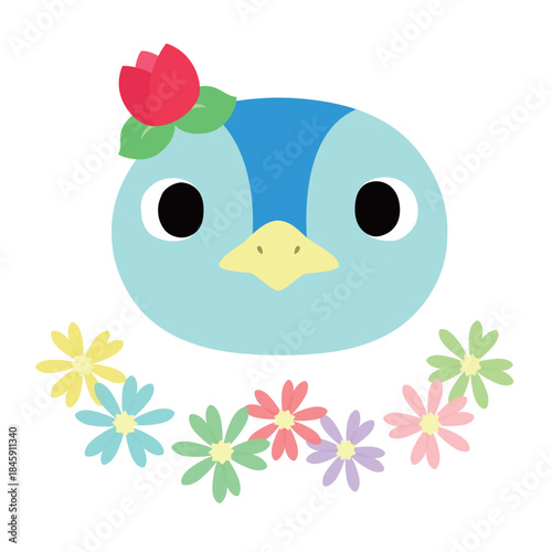 可愛いペンギンのマーク　春のチューリップ