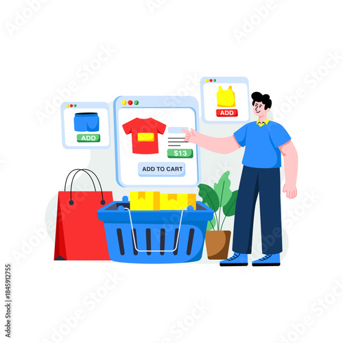 Premium download illustration of add to basket