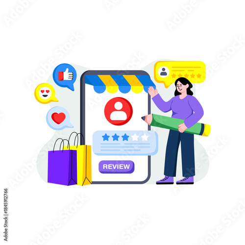 Flat design illustration of customer feedback