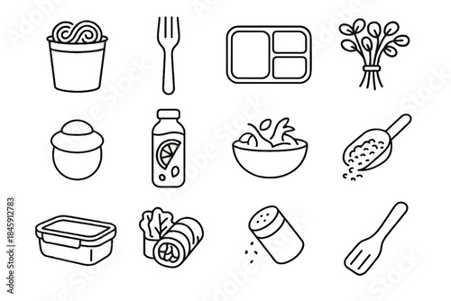 Wooden bottle icon meal veggie glass scoop eco icons microgreens fork jar