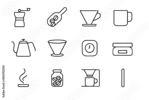 Kettle coffee simple vector icons tiny icon minimalist minimal drip stir steam