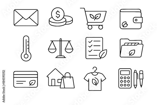 Coin mindful minimal icon scale finance vector folder money shopping payment icons