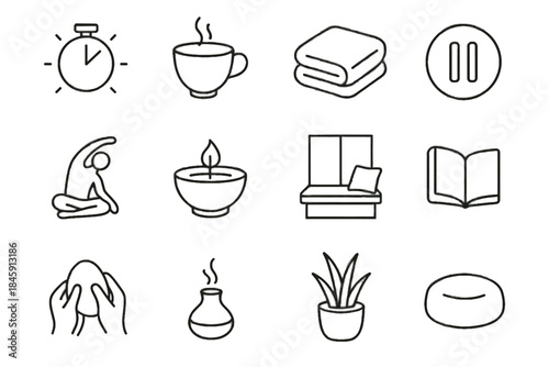 Seat icon moment book mindfulness mindful gentle vector fold aroma pause icons