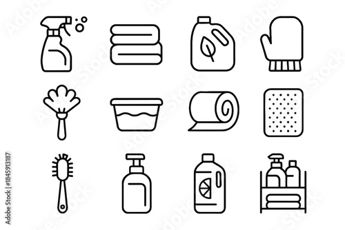 Icon minimalist pump roll cleaning icons sprayer wipe reusable vector jug washing
