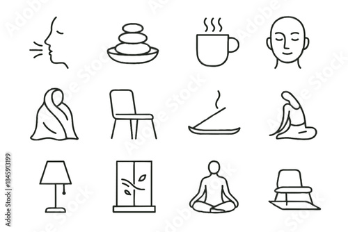 Peaceful quiet wrap vector stone collection calm dish icon breeze mindful mindfulness