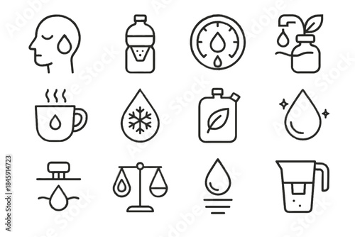 Pouch hydration mindful measurement clean flow morning icon refill vector water jug