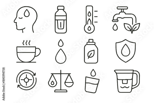 Bottle symbol cup vector emblem mindful icons flow hydration water icon minimal