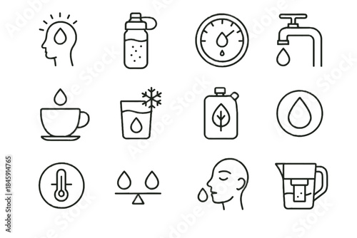Mindful hydration jug symbol icon icons vector emblem morning tap chilled water