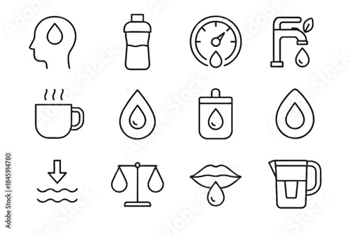 Hydration pouch icon minimal bottle regulator flow vector mindful water reusable mindfulness