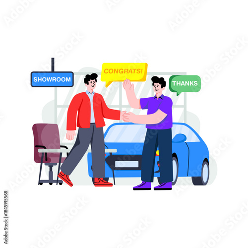 Modern design illustration of car purchase greetings