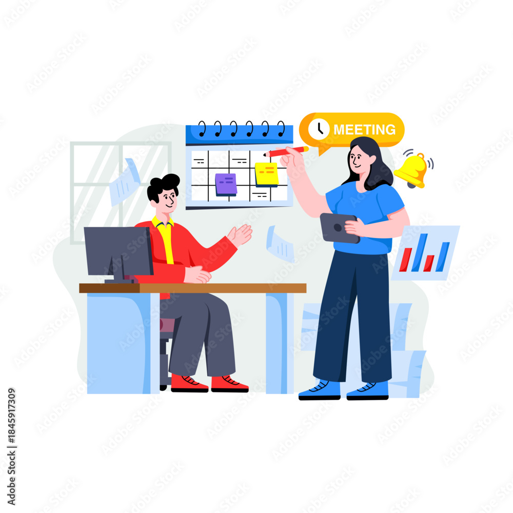 Fototapeta premium Editable design illustration of business meeting schedule