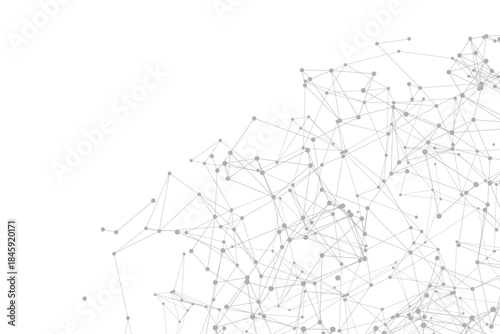 Abstract plexus-style geometric mesh with interconnected dots and lines forming a tech-inspired background.