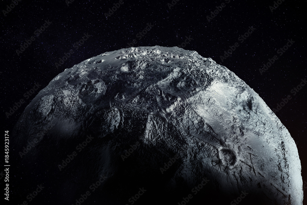 Obraz premium Celestial body with textured surface in space