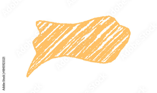 Wavy chalk speech bubble with sketch style and fluid diagonal edge. Talk symbol pairs chat and message communication in a hand drawn form for playful visual impact.