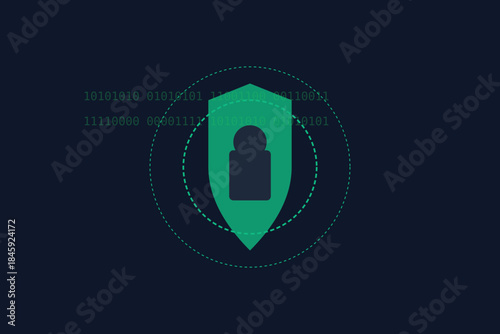 Digital Shield: A visual representation of digital security and data protection, showing a shield with a padlock, alluding to encryption and safe digital practices.