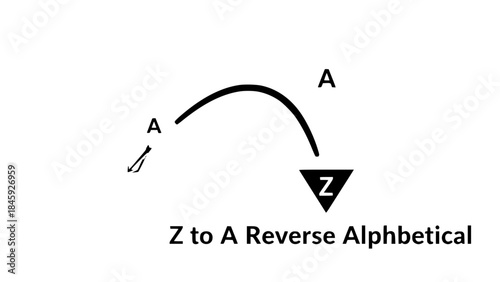 Reverse alphabetical order demonstrates progression from a to z in a simple graphic representation detail