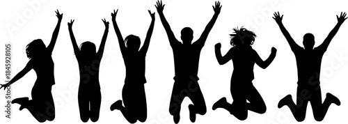 Jumping people silhouettes, Happy jumping people silhouette , Jumping person vector