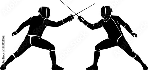 Fencing silhouette, Fencing silhouettes, Fencing players silhouette, Fencing sport