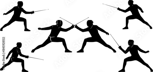 Fencing silhouette, Fencing silhouettes, Fencing players silhouette, Fencing sport