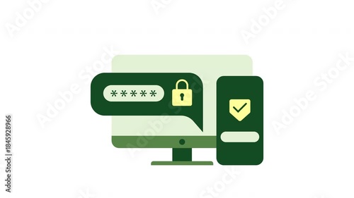 Multi Device 2FA Login Concept 2D Animation 4K – Secure Account Verification on Desktop and Mobile