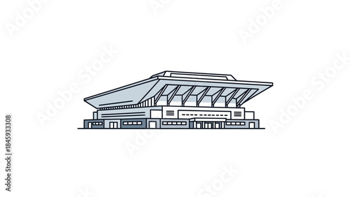 Modern Stadium Architecture Line Art Illustration.