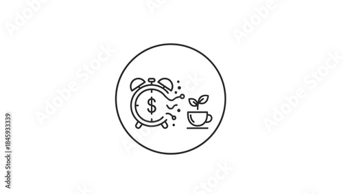 Time is Money Concept with Growing Plant in Coffee Cup.