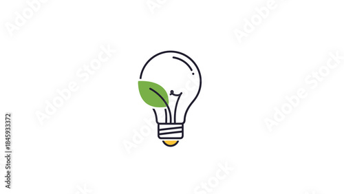 Eco friendly light bulb with green leaf symbol.