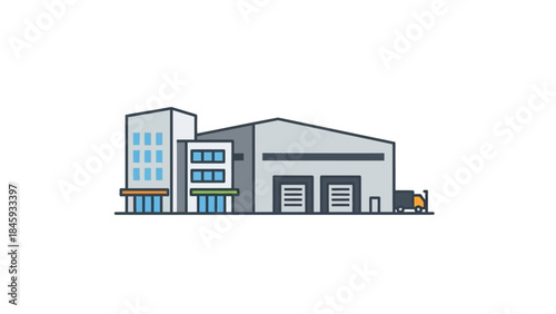 Modern Industrial Warehouse Building with Office Space.