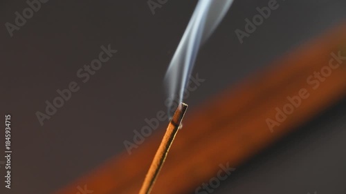 Lit Incense Stick with Smoke for Yoga and Meditation
