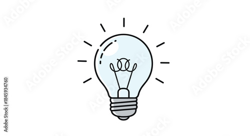A shining light bulb with a simple outline and blue color accent, symbolizing a bright idea, innovation, or creativity.