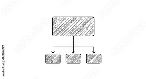 A simple flowchart or organizational chart with a scribble texture, hand-drawn to represent hierarchy and structure.