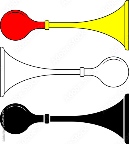 outline silhouette retro bulb horn icon set