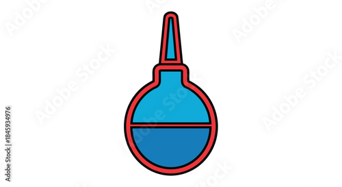 Colorful cartoon illustration of a blue rubber enema or douche bulb with a red outline, representing medical equipment for cleansing or healthcare procedures.