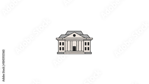 Classical Building Facade with Columns and Pediment.