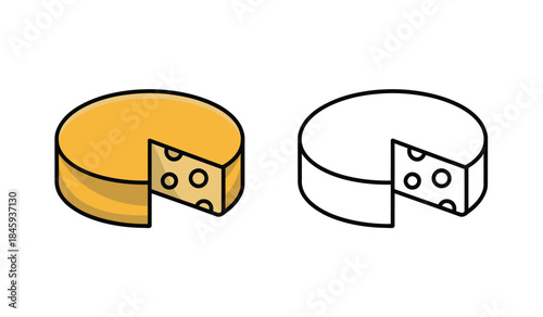 Yellow and White Cheese Wheels with Missing Slices Isolated Design