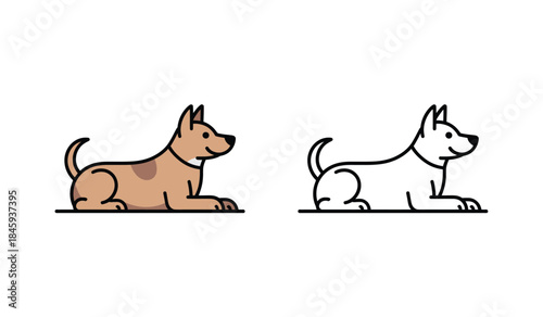 Cute dogs lying down side view