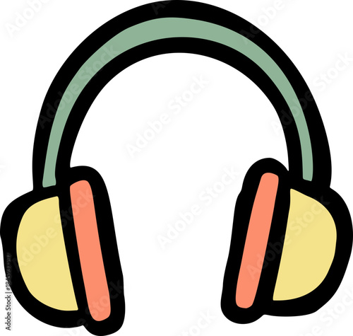 Doodle Headphones Hand Drawn