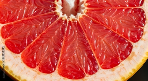 Succulent Slice: A close-up view of a vibrant, juicy grapefruit slice reveals its captivating texture and enticing color.