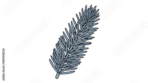 A detailed illustration of a single pine tree branch with needles.