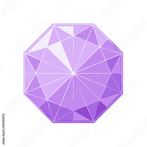 Octagon Shape Cut Lilac Diamond, Precious Gemstone Facets Pattern, Elegant Crystal Symbol