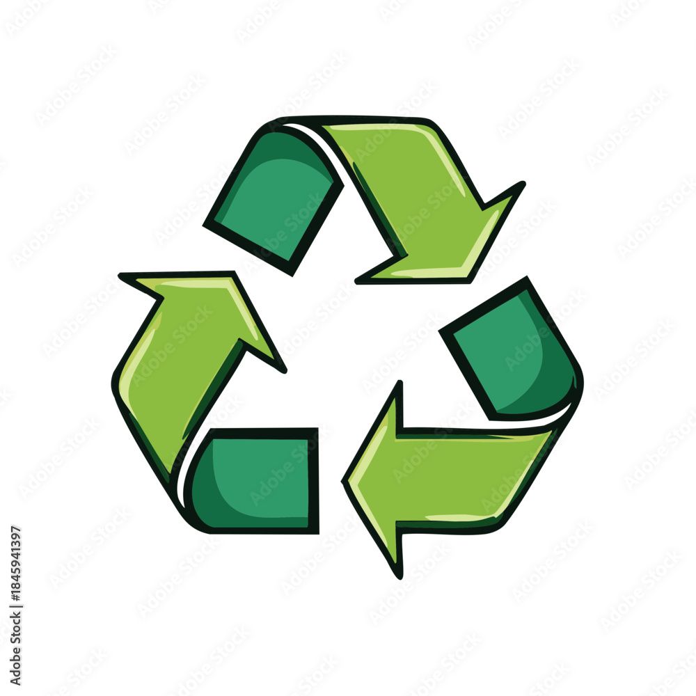 Fototapeta premium Cartoon style Green Recycle Symbol for Environmental Conservation and Sustainability