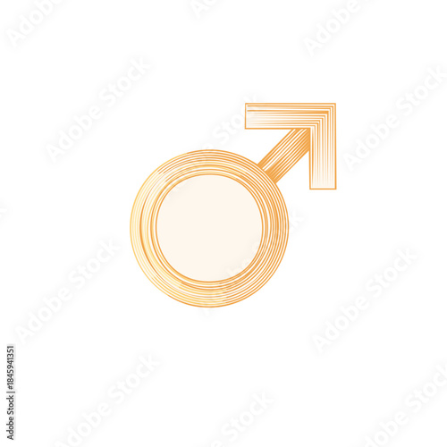 Orange Male Symbol Icon Represents Masculinity and Men's Health with Gender Identity and Orientation Concept