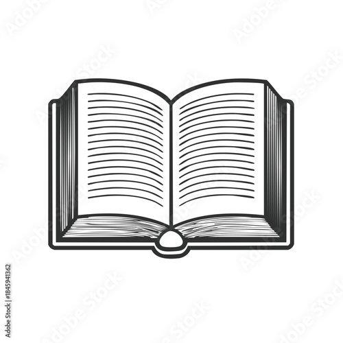 Open Book with Lines Illustration Education Knowledge Library Story Tale Reading