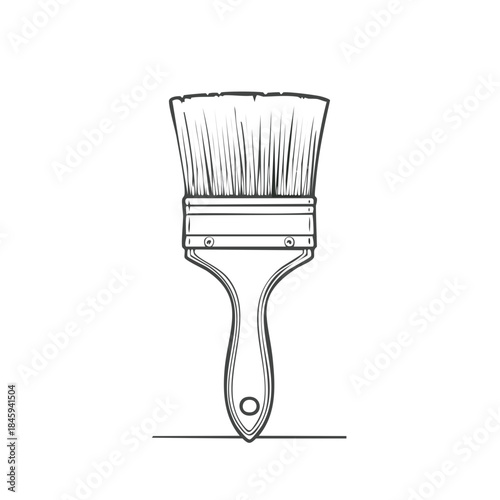 Paint brush illustration: Close-up line art of painting tool for artist or house painter