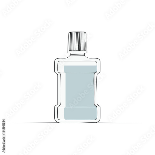 Line Art Illustration of Mouthwash Bottle Liquid Oral Hygiene Teeth Care