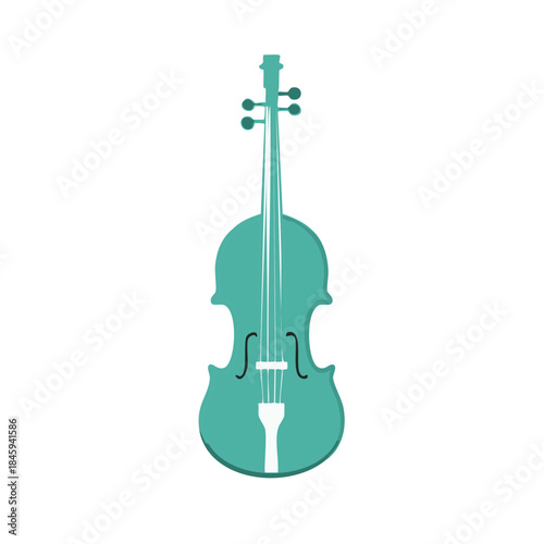 Isolated turquoise cello illustration presents a musical instrument and string instrument depiction on a white background.