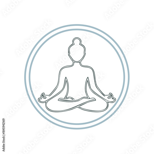 Meditating Figure in Lotus Position: Simple Line Art for Yoga, Health, and Wellness Concepts